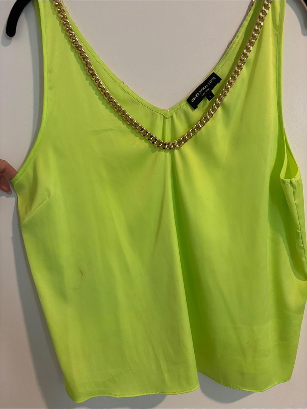 Generation Love Neon Lime Chain-Trim Camisole